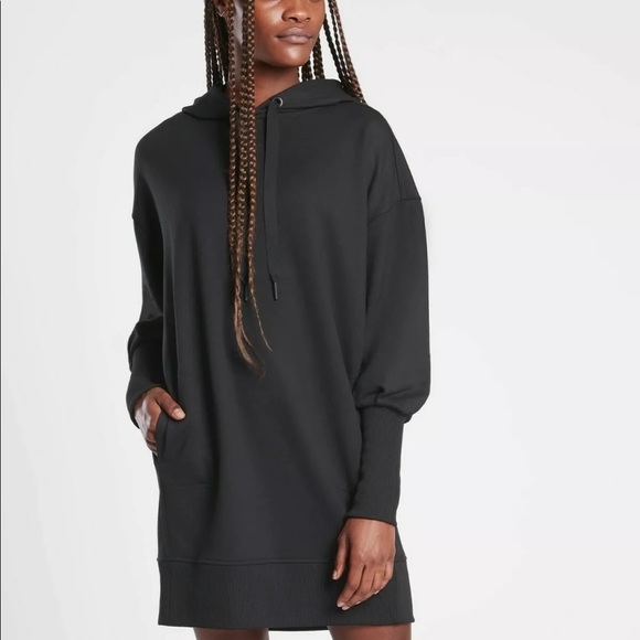 Athleta Black Mala Hoodie Sweatshirt Midi Dress - Picture 9 of 9